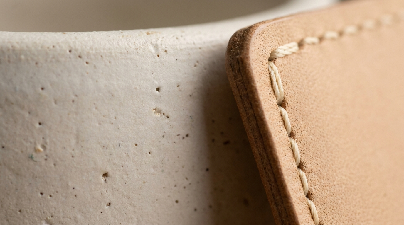 Ceramic and leather macro texture